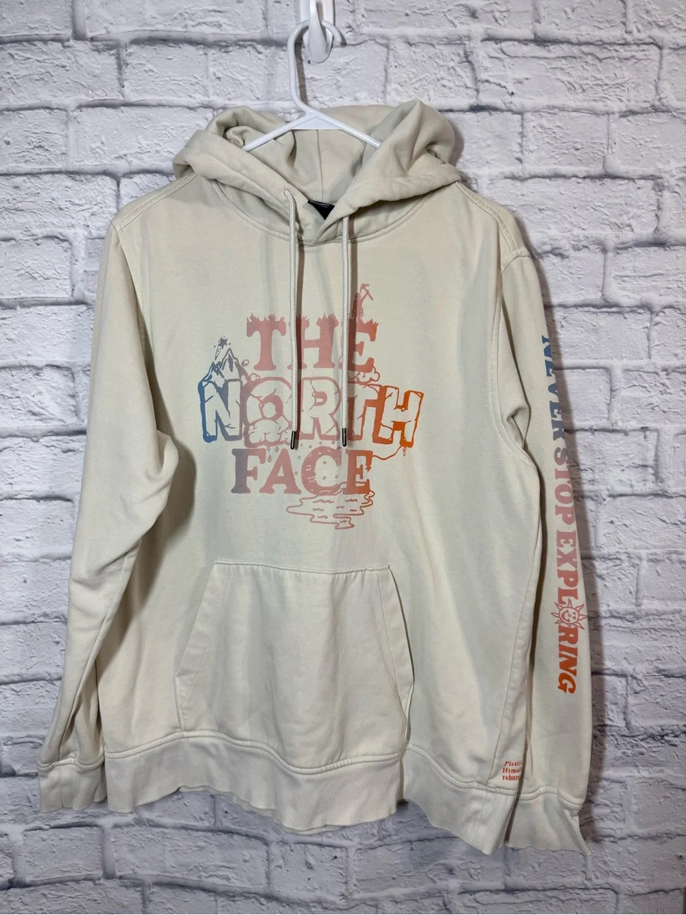 The North Face Men's Cream Logo Hoodie Sweater, Large
